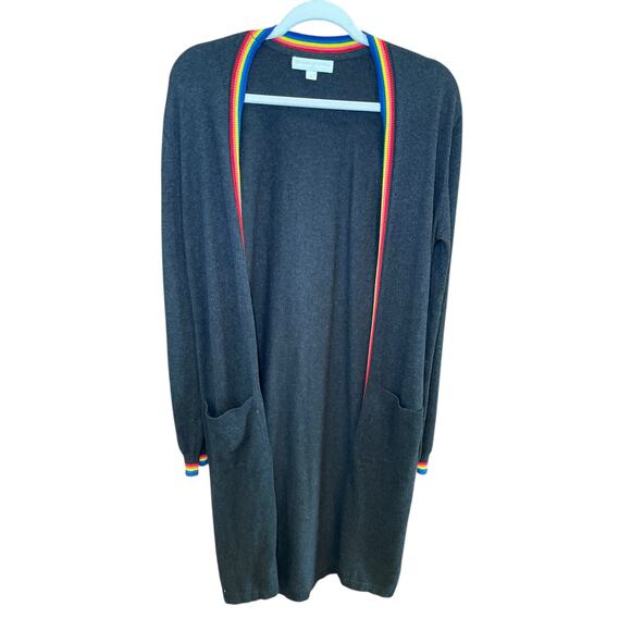 Spiritual Gangster | Women Large Rainbow Calli Long Cardigan Cashmere Sweater - Picture 3 of 14